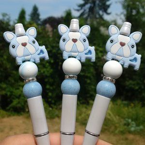 ✨Cute and Adorable Blue Bulldog Beaded Pen